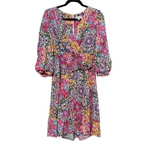 Calvin Klein Multicolor Floral V-Neck Dress Size 2